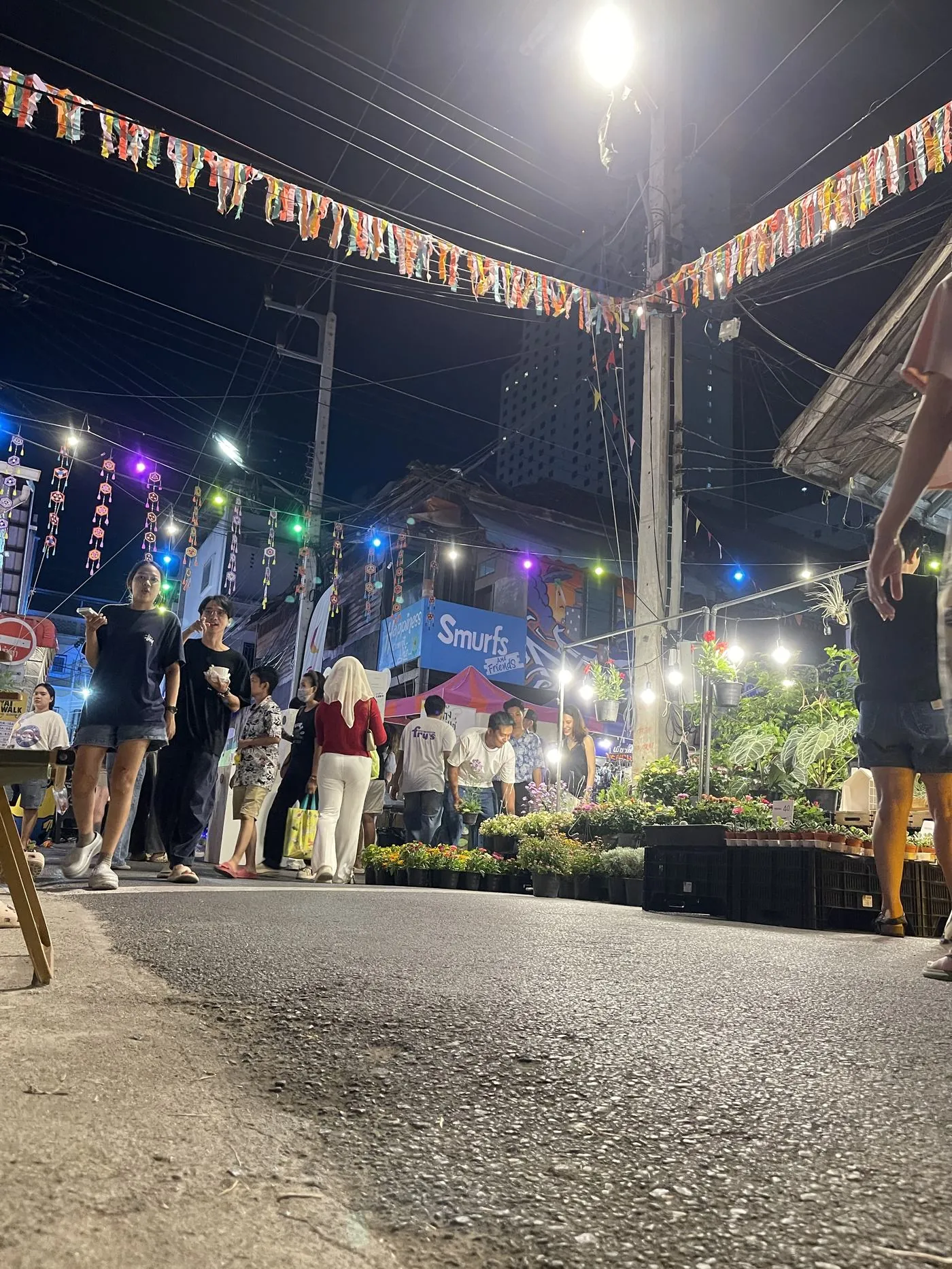 Night market with lights